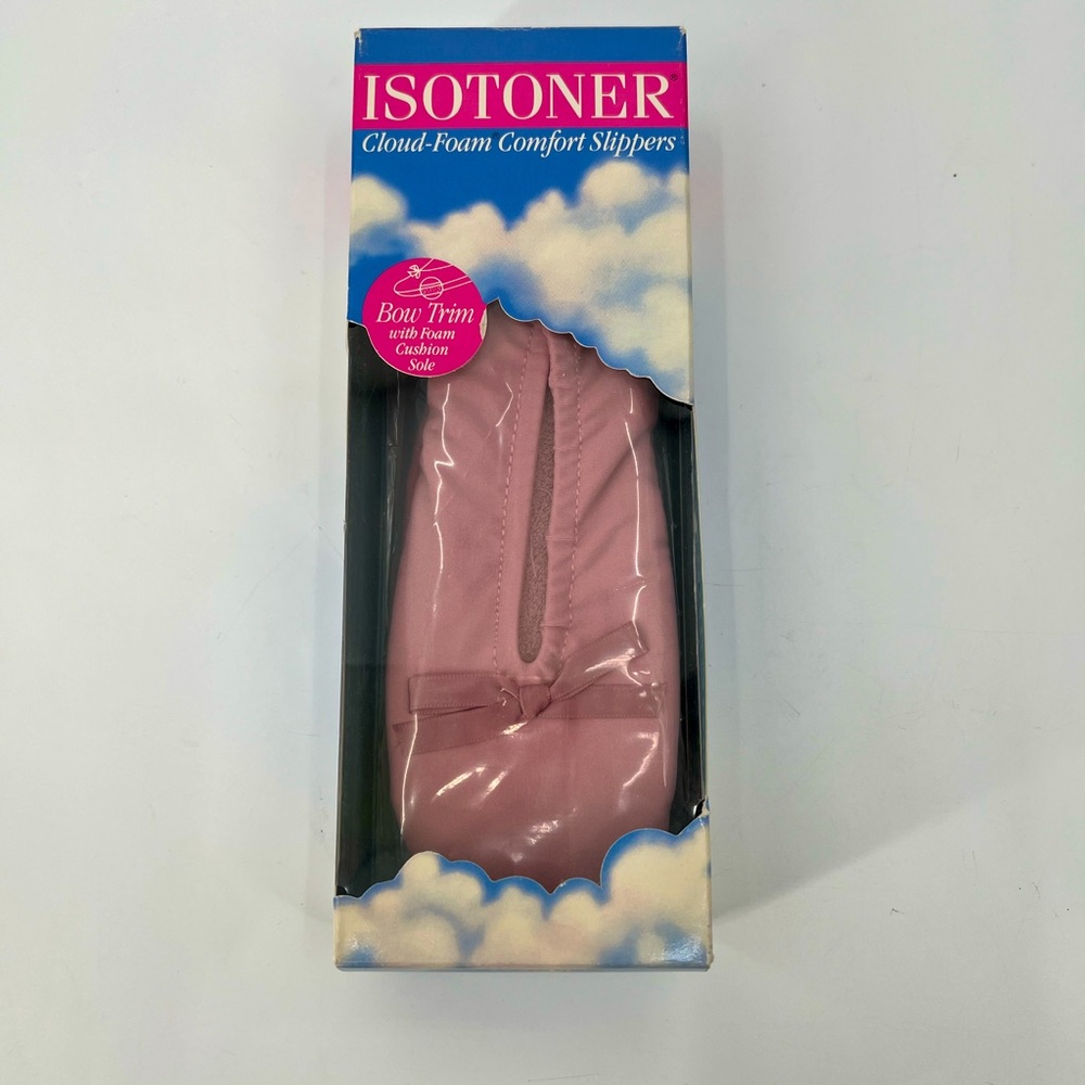 Vintage NIB Isotoner‎ Slippers 8/9 Rose Pink Bow Trim